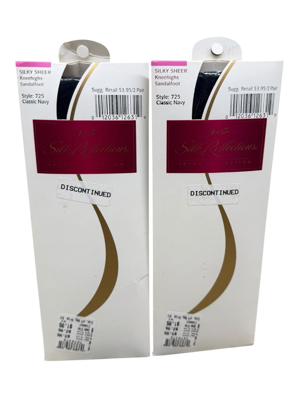 4pr Hanes 725 Silk Reflections Knee Highs Sandalfoot Classic Navy Silky Sheer